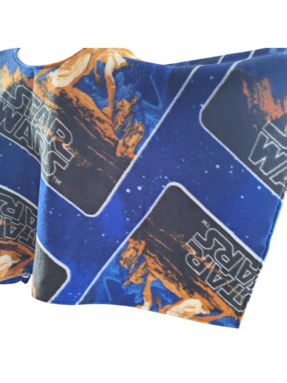 Original Star Wars Fleece Handmade Poncho Blue Orange Lightweight - Picture 8 of 11